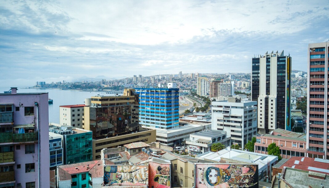 Vista panorámica de la bahía del puerto de Valparaíso. Vista panorámica de la bahía del puerto de Valparaíso.