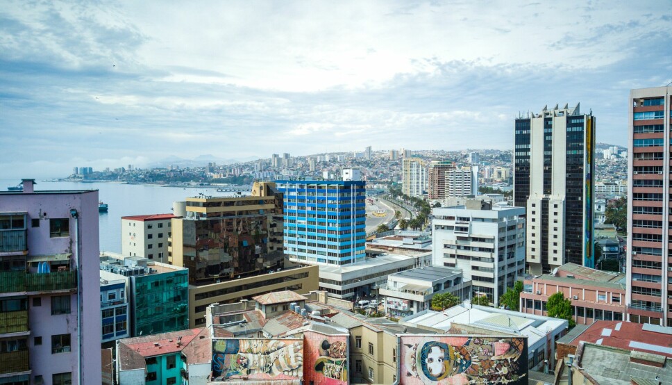 Vista panorámica de la bahía del puerto de Valparaíso.