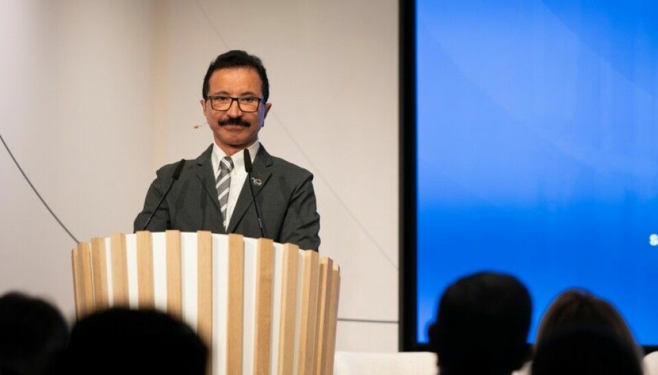 Sultan Ahmed Bin Sulayem, Group Chairman and CEO de DP World, durante la presentación del informe en el Foro Económico Mundial.