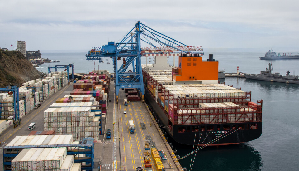La nave Itajai Express de Hapag-Lloyd, que en su reciente visita a TPS totalizó 1.991 unidades reefer.