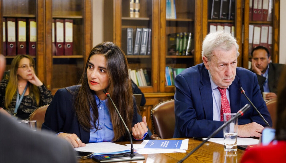 Las autoridades de Subrei y Cancillería en la sesión de la Cámara.